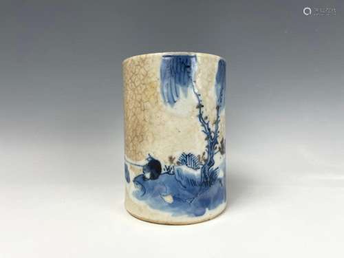 A Chinese Blue White Porcelain Pen Holder