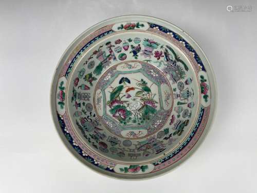 Antique Large Chinese Famille Rose Porcelain Washbasin