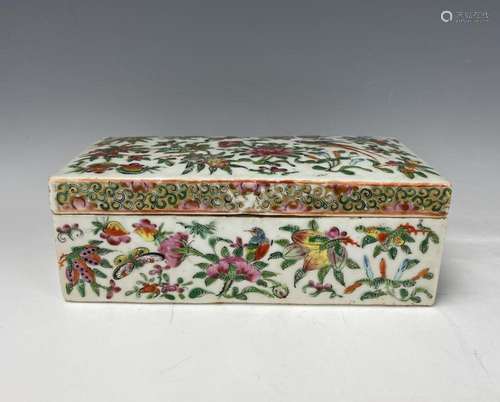 Antique Chinese Rose Medallion Porcelain Box