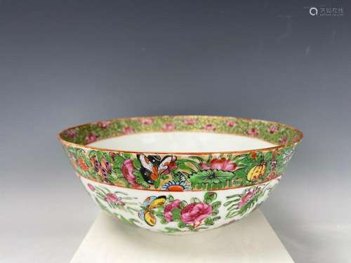 Chinese Export Rose Medallion Punch Bowl 19th C