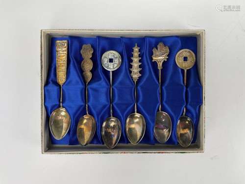 Chinese Sterling Silver Demitasse Spoons Set of 6