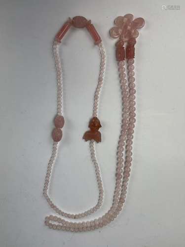 Two Rose Quartz Bead Necklaces