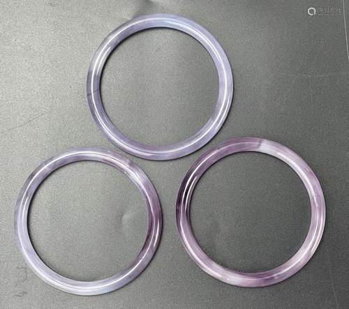 Three Purple Chalcedony Round Bracelets