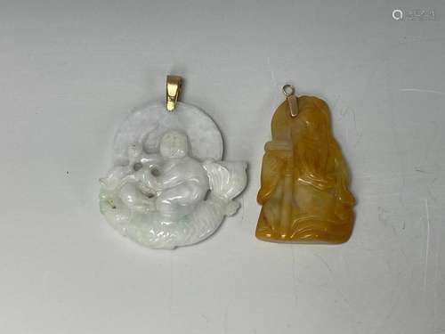 Two Chinese Carved Jade Pendants