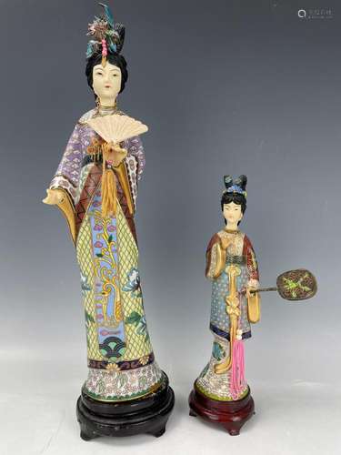 Two Chinese Cloisonne Figures