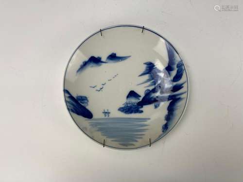 Blue and White Porcelain Plate Landscape