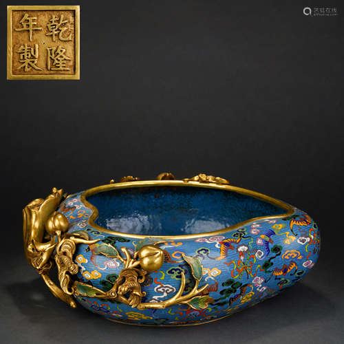 Qing Dynasty Cloisonne Peach Vessel