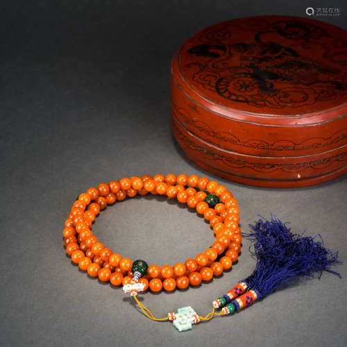 Qing Dynasty Beeswax Rosary Beads