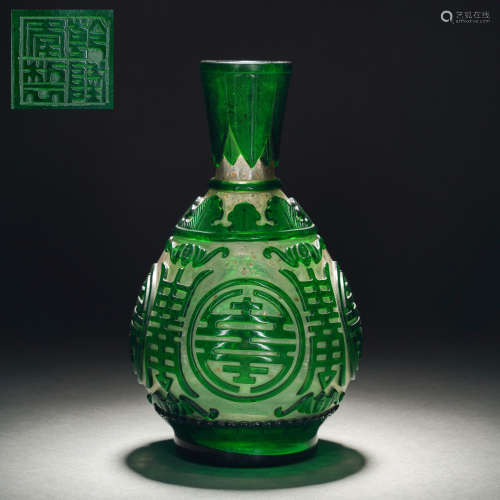 Qing Dynasty Material Tai Shou Character Appreciation Bottle