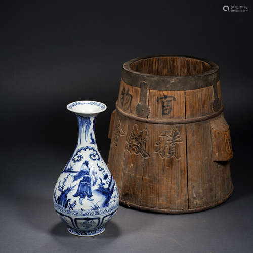 Before the Ming Dynasty, a blue and white figure Yu Huchun