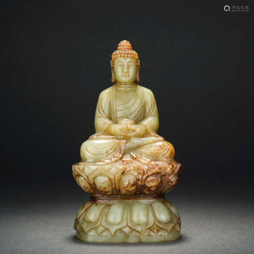 Ming Dynasty Hetian Jade Sakyamuni Buddha Seated Statue