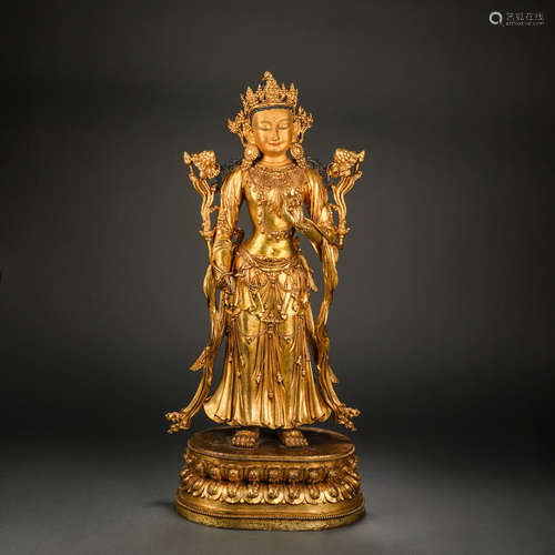 A Gilt Bronze Statue of Tara, Ming Dynasty