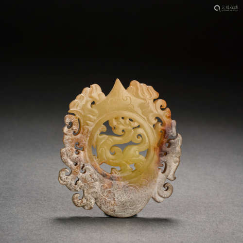 Pre-Ming Dynasty Hetian Jade Dragon Pattern Bi