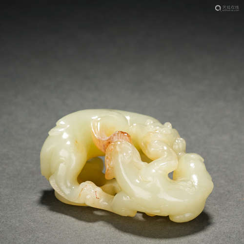 Ming Dynasty Hetian Yuzi Female Beast Handle