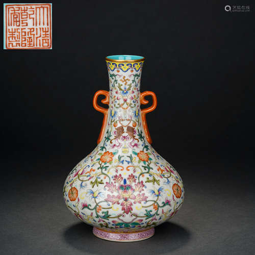 Qing Dynasty Enamel Color Eight Treasures Wanzi Pattern Amph...