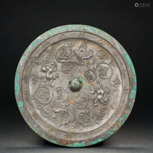 A Bronze Mirror with Auspicious Animal Patterns Before Ming ...