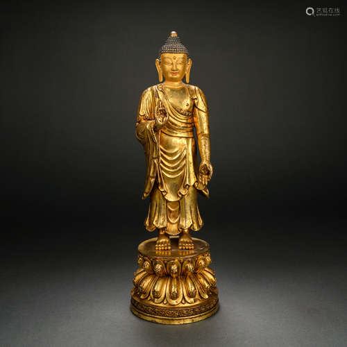 A Gilt Bronze Statue of Buddha, Ming Dynasty