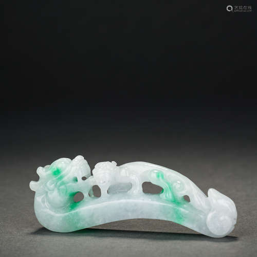 Qing Dynasty Jadeite Animal Pattern Belt Hook