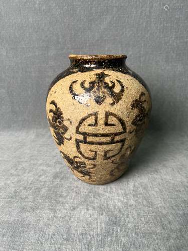 A CIZHOU-Kiln Bats Ginger Jar-Qing Dynasty