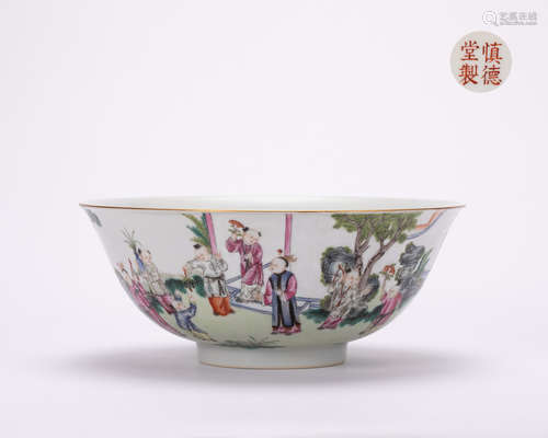 Shende Tang famille rose figure pattern bowl - Qing Dynasty