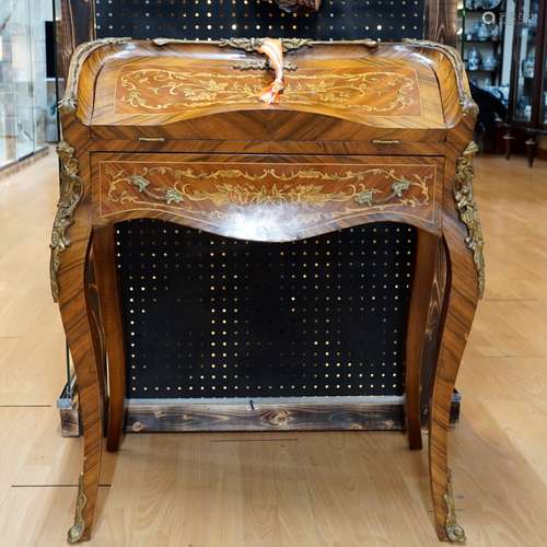 19th-20th Century Louis XV Style Bombe French Marquetry Inla...