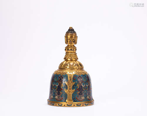 Cloisonne Enamel Gilt Bronze Bell, China, Ming Dynasty