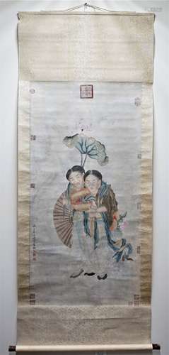 LIANYING 'HEHE GROUP' Scroll Painting -Qing Dynasty