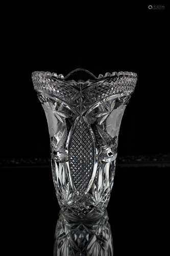 Romanian W Rose Crystal Vase