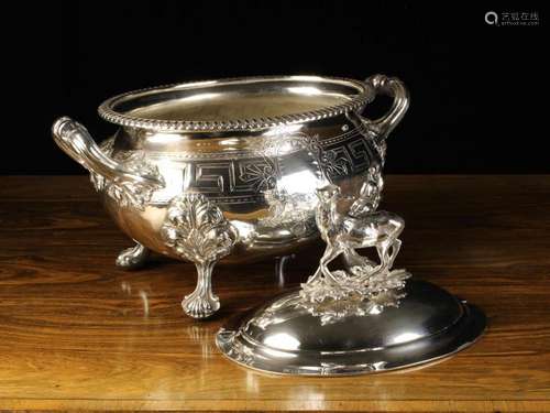 A Victorian Silver Plated Tureen of oval form. The bulbous b...