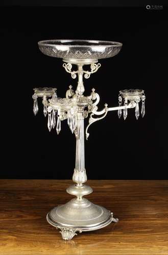 A Victorian Silver Plated Centre Piece with a cut glass dish...