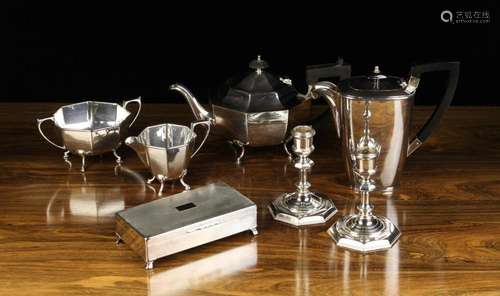 A Small Group of Plated Wares: A three part EPNS Teaset; tea...