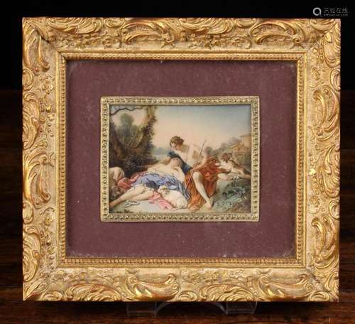 A Decorative Framed Picture with painted details depicting a...