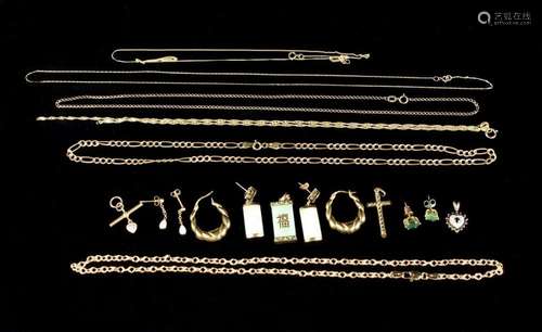 A Small Group of Mostly 9 Carat Gold Jewellery. To include a...