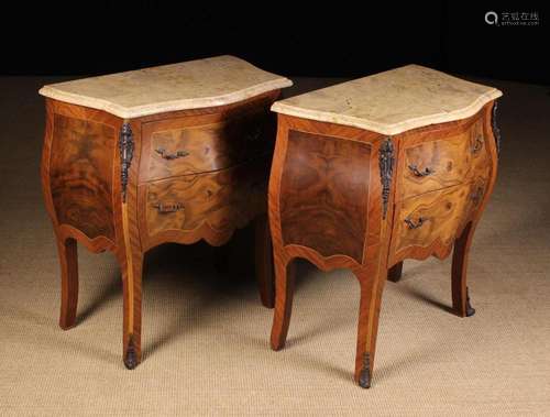 A Pair of Small Vintage Serpentine Bombé Commodes in the Lou...