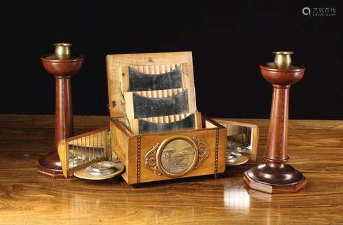 A Vintage Musical Cigarette/Desk Box inlaid with chequer ban...