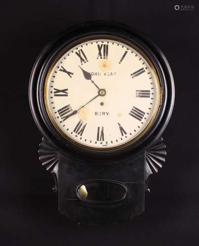 A 19th Century Drop Dial Clock in an ebonised case with fann...