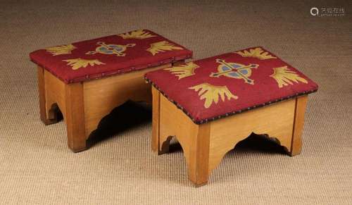 A Pair of Vintage Golden Oak Prayer Stools. The rectangular ...