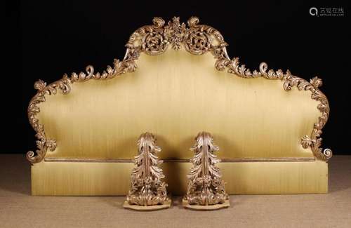 An Ornate Italian Bed Head & Pair of Wall Brackets. The ...