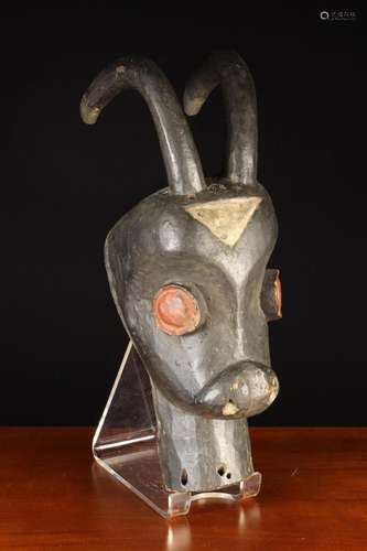 An Antique African Carved and Painted Wooden Mask of a Bull&...