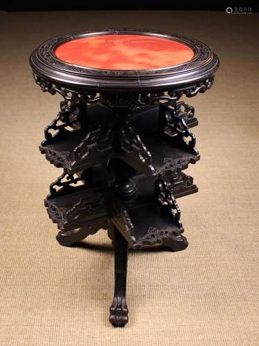 A Late 19th Century Chinese Carved & Ebonised Pedestal T...