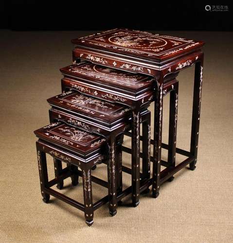 A Quartetto of Graduated Oriental Nesting Rectangular Tables...