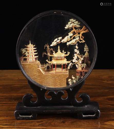 A Chinese Straw-work & Carved Cork San You Diorama, 20th...