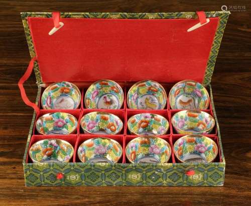 A Set of Twelve Small 20th Century Chinese Bowls decorated w...