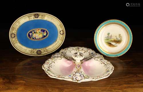 Three Pieces of Decorative China: A large 19th century conti...