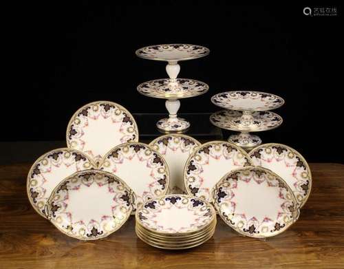 An Edwardian Cauldon China Dessert Service made for retailer...