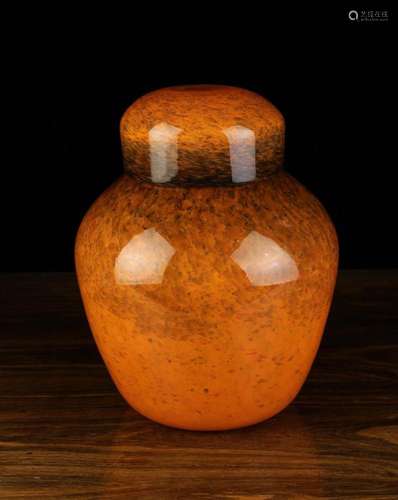 A Scottish Monart Ware hand-blown Orange & Brown dappled...