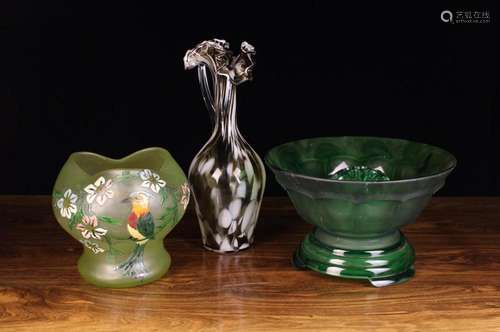 Three Pieces of Decorative Glassware: A Large Vintage Three-...