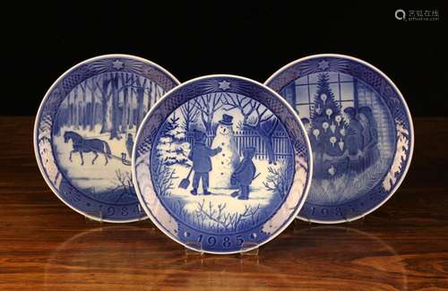 A Set of Three Royal Copenhagen Collector's Blue & W...