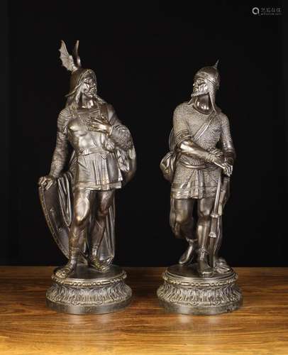 A Pair of 19th Century Dark Patinated Cast Metal Figures sta...