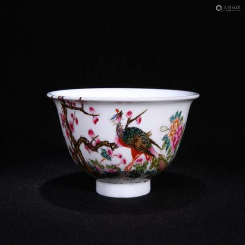 Enamel color bowl with flower and bird patterns